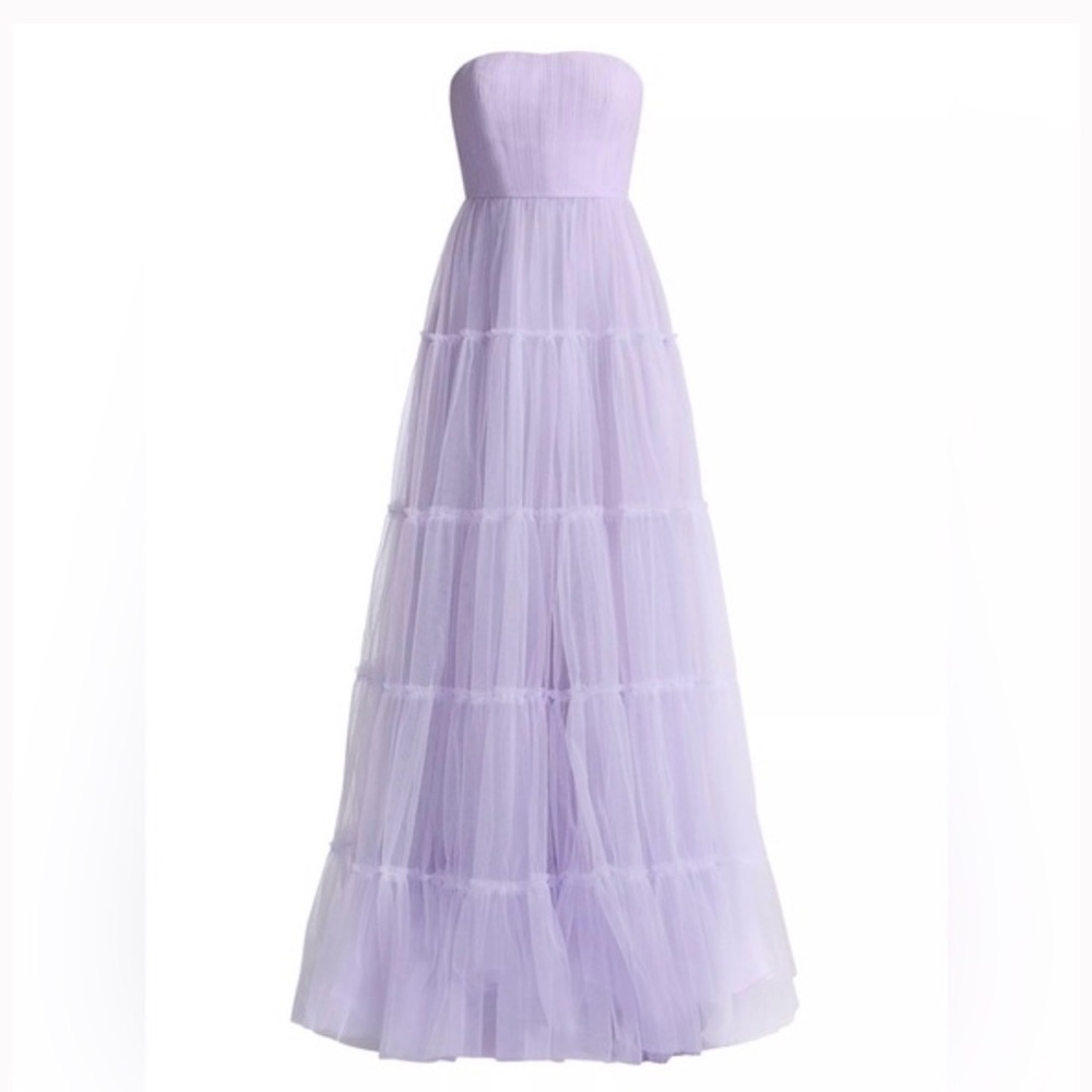 Zac Posen $825 Lilac Strapless Tulle Gown Size 14